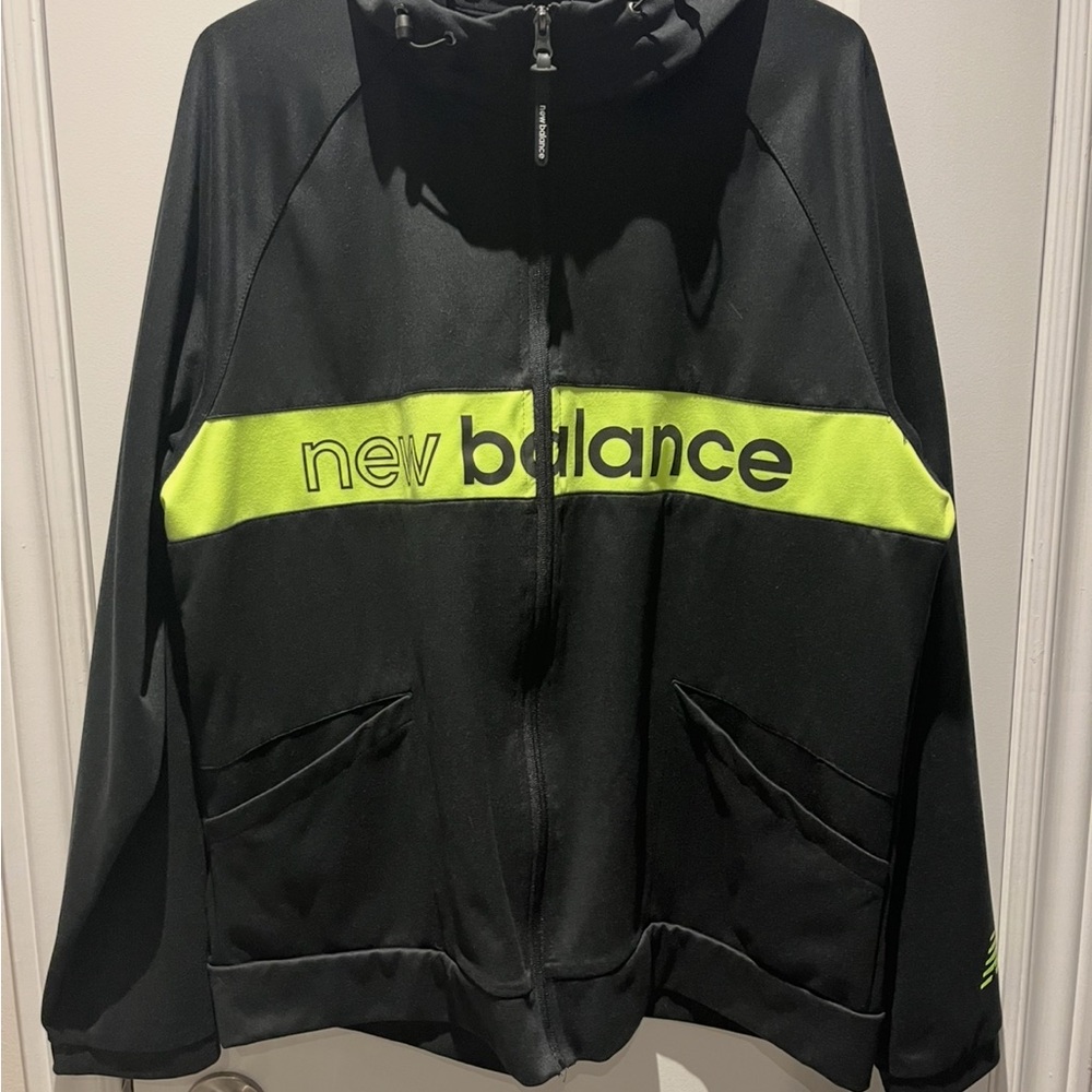 New Balance Black Jacket with Neon Green Stripe